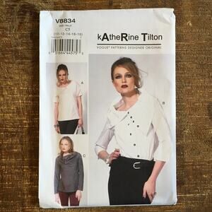 Vogue Sewing Pattern V8834 Womens Oversize Collar Shirt Asymetrical 10-18 UNCUT